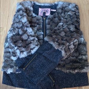 Juicy Couture Brown Faux Fur and Wool Blend Coat